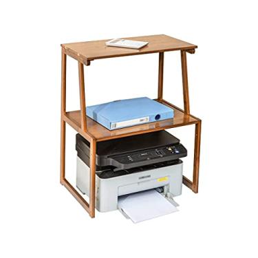 Imagem de Suporte de impressora de mesa Suporte de impressora Rack de armazenamento duplo Estante de livros Suporte de documentos Impressora de armazenamento de escritório em casa Scanner de fax (Bambu) Suporte de impressora para mesa (Cor: B)