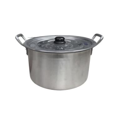 Imagem de Caçarola de Alumínio 26cm com Tampa 6L Linha Hotel Industrial Restaurante Escola Fogões a lenha e industriais Feijoada Tropeiro Cearense Sopa Caldos Arroz Galinhada
