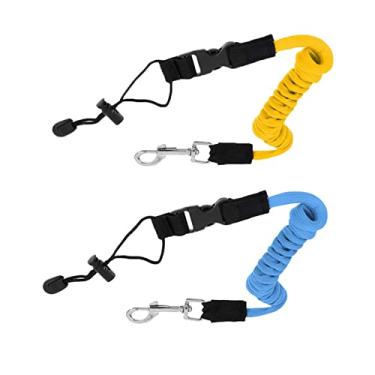 Imagem de Eledabra 2 peças de coleira de caiaque, cordão de segurança com fivela de cinto ajustável e ganchos de metal para acessórios universais de caiaque, canoa/vara de pesca