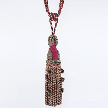 Imagem de Suportes de cortina bola pendurada tecido poliéster pendurado corda de cortina de orelha aplique europeu alça de cortina bola pendurada, T3,4 pcs