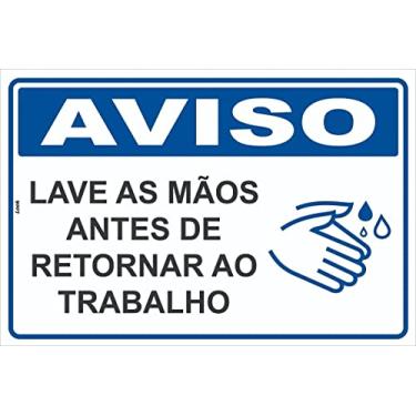 Imagem de Placa de Aviso Lave as Mãos Antes de Retornar ao Trabalho 20X30CM