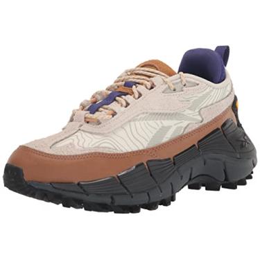 Imagem de Reebok Tênis de corrida masculino Zig Kinetica 2.5 Fitness Workout, Giz/alabastro/marrom selvagem, 7 Women/5.5 Men