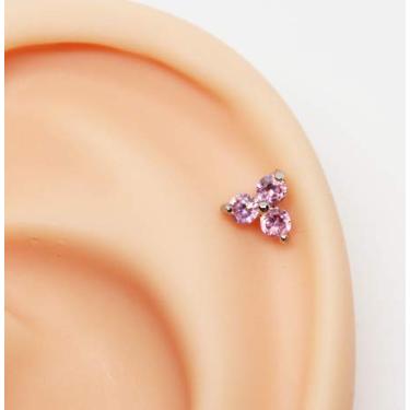 Imagem de Piercing Labret Trinity Rosa Cravejado 8mm