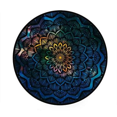 Imagem de My Daily Abstract Floral Antigo Mandala Tapete de área Redondo Colorido, para Sala de Estar, Quarto, Crianças Brincando Tapete Poliéster Yoga Tapete 9,5 cm de Diâmetro