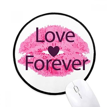 Imagem de Mouse pad para dia dos namorados rosa amor para sempre escritório tapete redondo para computador