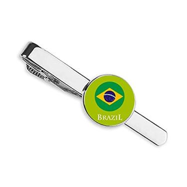 Imagem de Clipe de gravata com bandeira de carnaval de futebol brasileiro, presente de homem de negócios