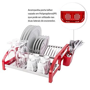 Imagem de Escorredor 16 pratos Inox Cama Vermelho Cor: Vermelho