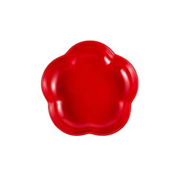 Imagem de GUIPAIHAI Tigela de cerâmica em forma de flor criativa prato de jantar estilo norte para lanche doméstico tigela profunda forno bolo sobremesa prato de salada (cor: vermelho, tamanho: G/19 cm)
