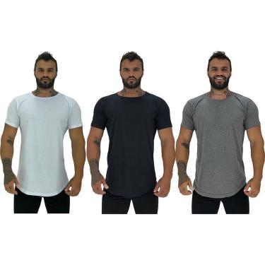 Imagem de Kit 3 Camiseta Longline MXD Conceito Slim Cores Básicas e Mescladas Lisas-Masculino