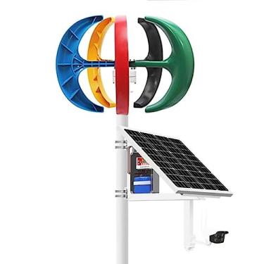 Imagem de 3000W Pequeno vertical de turbina eólica mini moinhos de vento lanterna baixa ruído 12V 24V 48V com controlador de carga MPPT, turbina eólica vertical trifásica,12v