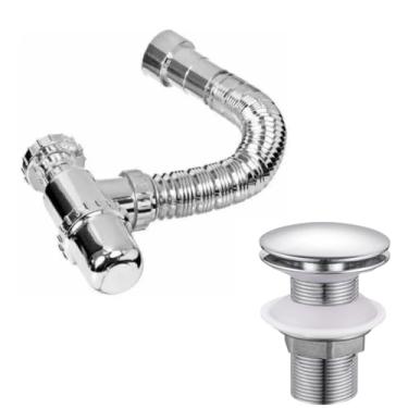 Imagem de Sollux Kit Sifão Sanfonado Copo PVC + Válvula Click