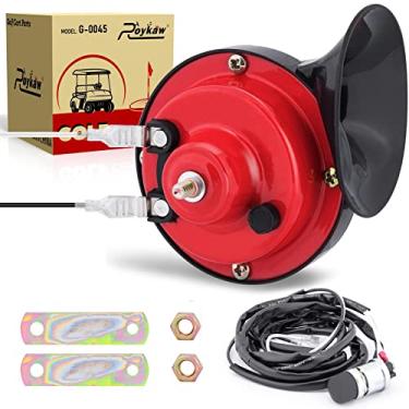 Imagem de Roykaw Kit de buzina universal de carrinho de golfe de 12 volts com botão montado no chão e chicote de fios compatível com EZGO Club Car Yamaha, UTV, barco