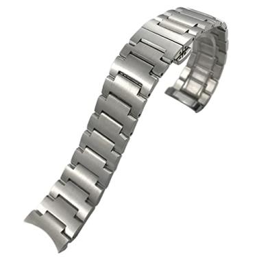 Imagem de CZKE Pulseira de relógio de aço inoxidável sólido com extremidade curvada 21 mm para MIDO M021.431 para MIDO 40 mm Commander Watch Series prata masculino pulseira de pulso