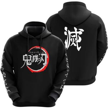 Imagem de Blusa Moletom Sublimação Blusão Full Print com Capuz Anime Demon Slayer Novidade-Unissex