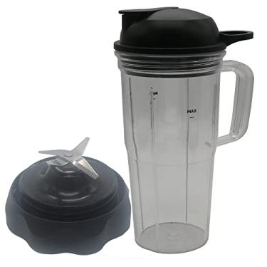 Imagem de Lâmina extratora de torção fácil com copo de 510 g e tampa para combinação de liquidificador NutriBullet (NBF10500/ NBF70500/ZNBF30400Z/ZNBF30500Z/NBF50400) (1, copo com alça de 680 g + lâmina