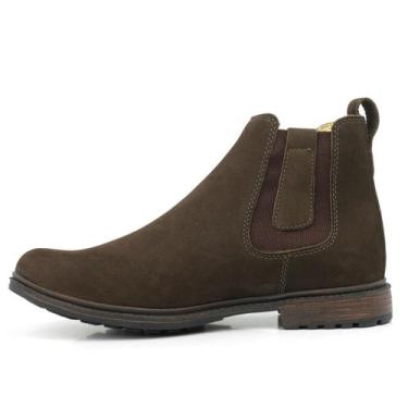 Imagem de Bota Chelsea Masculina Couro Nobuck Difranca 103 - Café - Bell Boots -