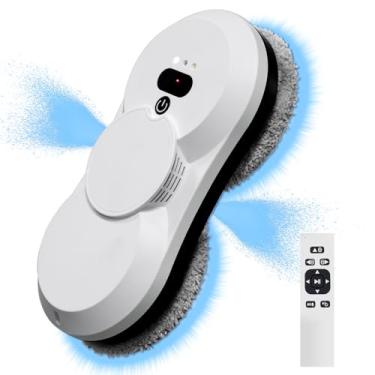 Imagem de BOLUOYI Robô limpador de janela com limpeza automática de vidro de água 5600PA ultrassônico, limpador automático inteligente, aspirador de pó de janela com controle remoto (preto bidirecional)