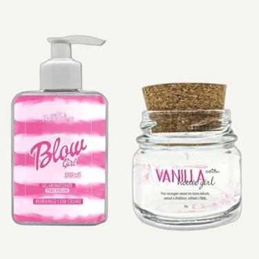 Imagem de Gel Deslizante Hidratante Blow Girl Hot Flowers Aromatizante Beijavel Para O Corpo Pele Macia 320ml + Vela Para Massagem Afrodisíaca Vanilla 30G - Hottie Girl - Hot Flowers