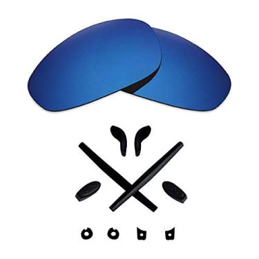 Imagem de Lentes de reposição e kits de borracha Mryok para óculos de sol Oakley Juliet – Opções, Pacific Blue Polarized Lenses & Black Rubber Kits, One Size