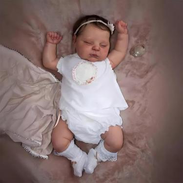 Imagem de SHENGX Bebe Reborn Realista,19" Boneca de Bebê Dormindo de Verdade,Pesa cerca de 2,4 libras,Bebê Com Cabelo Implantado à Mão,Vem Com Roupas de Boneca, Mamadeiras, Chupetas, Etc.,Corpo De Silicone