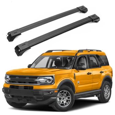 Imagem de ERKUL Barras transversais de teto compatíveis com Ford Bronco Sport 2021-2024 | Barras transversais de alumínio antifurto para telhado, porta-carga, bagagem, caiaque, canoa, bicicleta | Preto