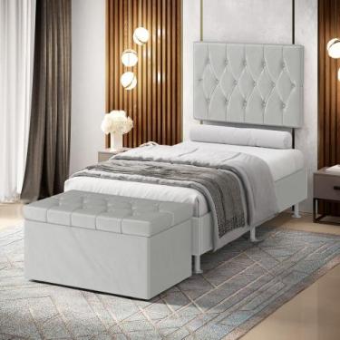Imagem de Kit Painel Centaurus 100 e Calçadeira Sagitarius Veludo Aradecor, Cinz