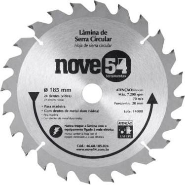 Imagem de Lamina Serra Circular Vídea 185x20x2,2mm 24 Dentes 7200 Rpm - Nove54