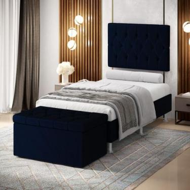 Imagem de Kit Painel Centaurus 100 e Calçadeira Sagitarius Veludo Aradecor, Azul