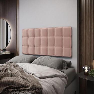 Imagem de Painel Rana 140 Veludo Aradecor, Rosê Claro, CASAL PADRãO