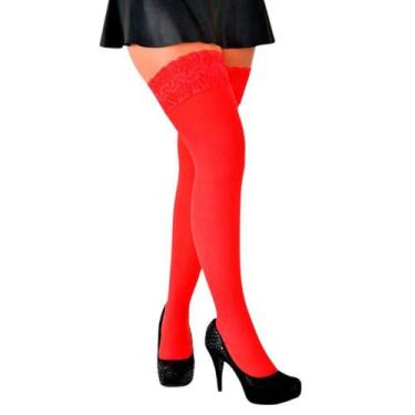Imagem de Meia 7/8 Fio 40 Punho Rendado Perrutextil 013, Vermelho, ÚNICO