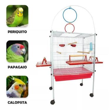 Imagem de Viveiro Gaiola Calopsita com Rodinhas - Jel Plast, Vermelho