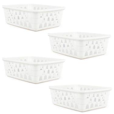 Imagem de Kit 4 Cestos Multiuso Organizador Pequeno Branco 16x12x6Cm - 123 Organ