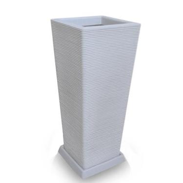 Imagem de Vaso De Planta + Prato Polietileno Alto 90X40 Cinza Claro - Foster Pla