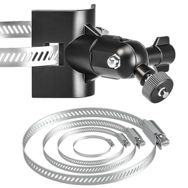 Imagem de Suporte universal ajustável de aço inoxidável, câmera de segurança externa, braçadeira de mangueira de 360 graus, bastões de montagem sem furos compatíveis com Reolink/Nest/Arlo/Eufy/Wyze e outras