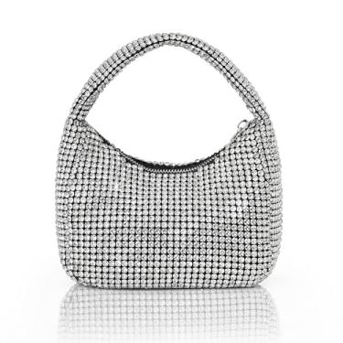 Imagem de BABEYOND Bolsa feminina com strass – Bolsa de mão portátil com strass brilhante brilhante para festa de casamento e formatura, 1 - Prata, One Size