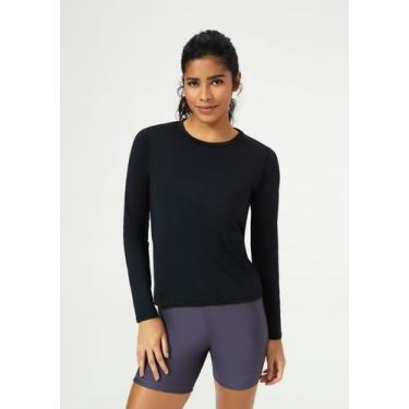 Imagem de Camiseta Esportiva Feminina Manga Longa - Hering, G, Preto