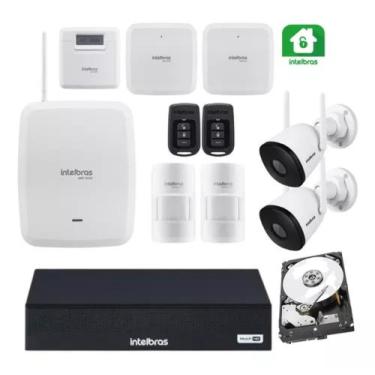 Imagem de Kit intelbras wifi sf alarme amt 8000 e 2 câmeras c/ dvr 4ch