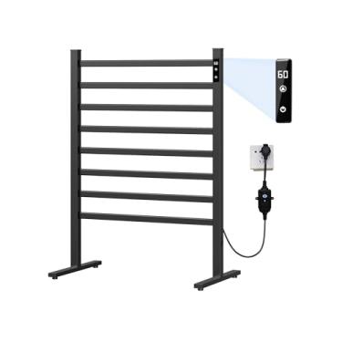 Imagem de Toalheiro para aquecedor de toalhas com temporizador e controle de temperatura, aquecedor de toalhas elétrico independente com proteção contra superaquecimento para rack de banheiro (preto)