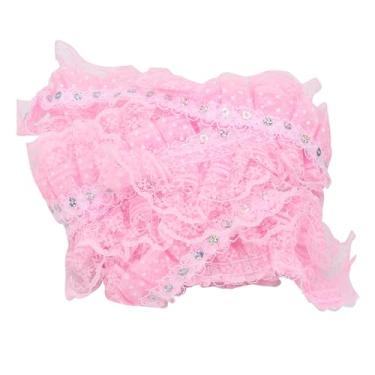 Imagem de Multi Cor 45mm Pontos de Impressão Plissado Guarnição Fita de Renda 5 Metros Costura Lantejoulas Bordado Diy Artesanato para Festa de Aniversário de Casamento (Rosa)