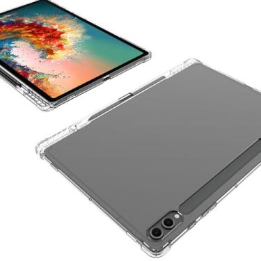 Imagem de Zrengp Capa transparente de TPU à prova de choque com compartimento para caneta para Samsung Galaxy Tab S9 Plus 31.5 cm S9+ SM-X810, suporte de lápis de silicone transparente leve e flexível (para Tab