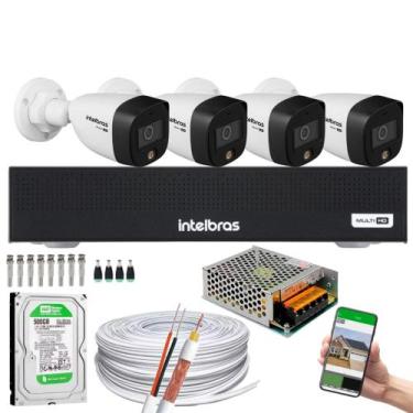 Imagem de Kit Cftv 4 Câmeras Intelbras 1080p Colorido A Noite Mhdx 3004-C