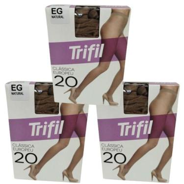 Imagem de Kit 3 Meia Calça Clássica Europeu Fio 20 Natural EG - Trifil