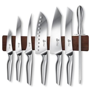 Imagem de DDF iohEF Knife Set with Knife Strip, 8 Piece Professional Kitchen Knife Set, Japanese High Carbon Stainless Steel Chef Knives Set with Magnetic Knife Holder for Wall