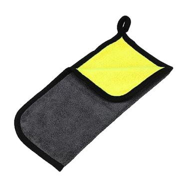 Imagem de X AUTOHAUX 1 peça toalha de secagem de carro de microfibra 25 x 25 cm extra grande limpeza de carro detalhes absorvente pano de secagem de carro limpador de janela secador cinza amarelo