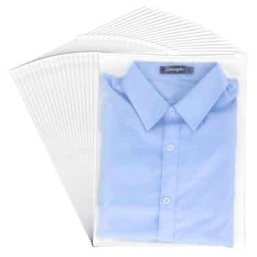 Imagem de JarThenaAMCS 120 peças, saco de embalagem de roupas fosco, 4 tamanhos, sacos de envio de camisa transparente, sacos de armazenamento de plástico com zíper para roupas, meias, roupas íntimas, maquiagem