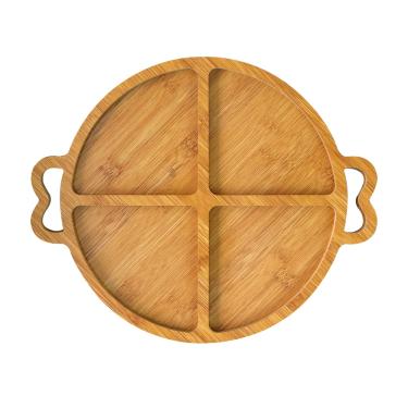 Imagem de Petisqueira Redonda De Madeira 4 Divisorias E Alça