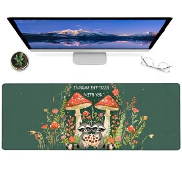 Imagem de ainori Tapete de mouse Raccoon para jogos, 30 x 80 cm, tapete de mesa antiderrapante para pizza e cogumelo, tapete de mesa grande estendido para laptop de escritório, casa, presentes, tapete de mesa