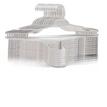 Imagem de Cabide Adulto Transparente AcrÍlico para Roupas, Closet e Loja Kit Premium Resistente(100)