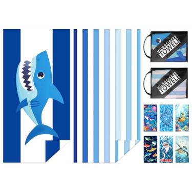 Imagem de NIBESSER Pacote com 2 toalhas de praia infantis para meninas e meninos 76 cm x 152 cm, toalhas de banho de microfibra de secagem rápida, sem areia, leves e absorventes, toalhas de banho de viagem para
