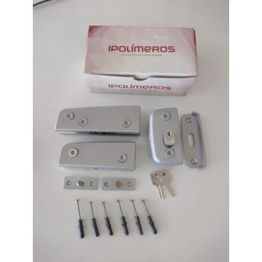 Imagem de Kit 01 fechadura porta pivotante de vidro temperado - Ipolímeros (Prata)